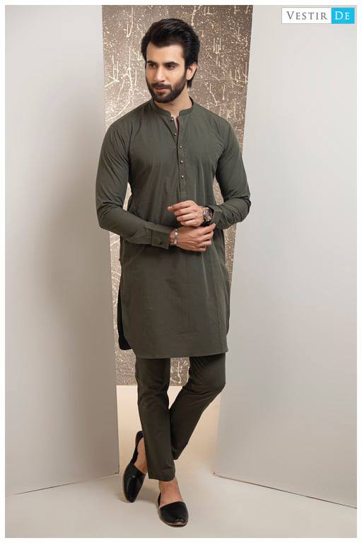 Olive Green Kurta Trouser - Vestir De