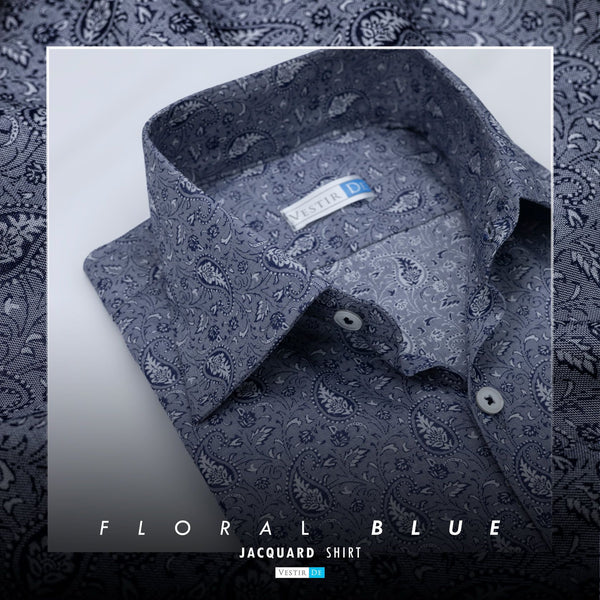 Floral Blue Jacquard Shirt