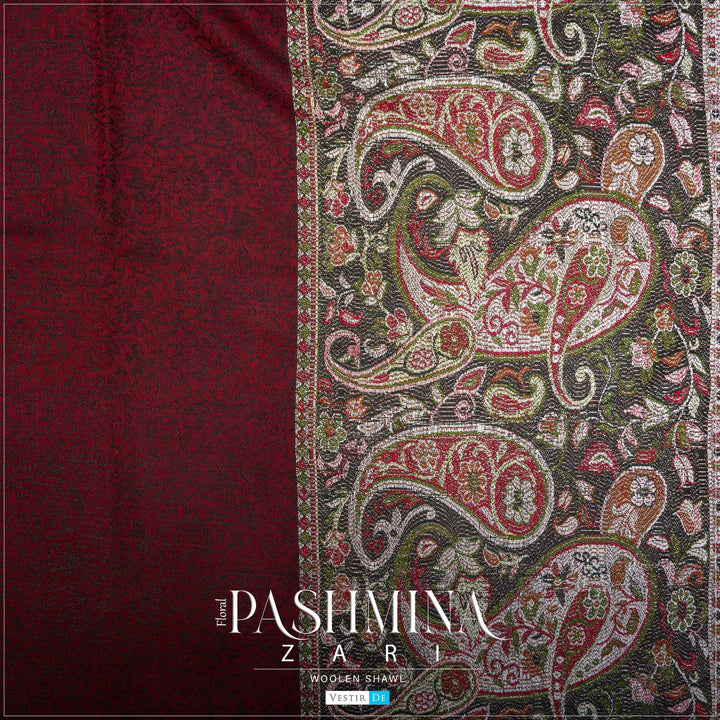Floral Pashmina Zari Woolen Shawl 