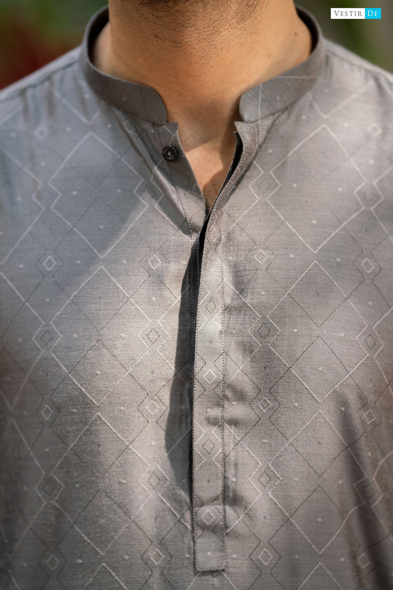 03 EE23 Grey Jacquard Kurta Trosuer
