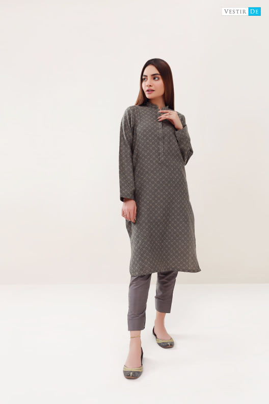 11  Grey & Lemon Jacquard Kurta With Trosuer