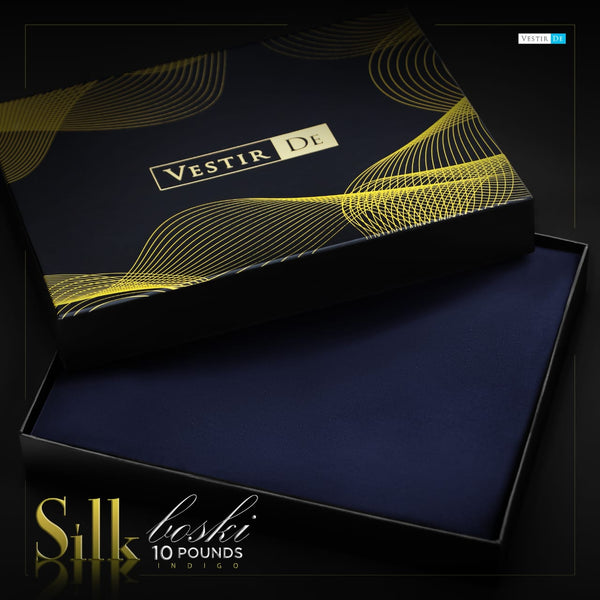 Buy Indigo Silk Boski 10 Pounds Fabric for Men 