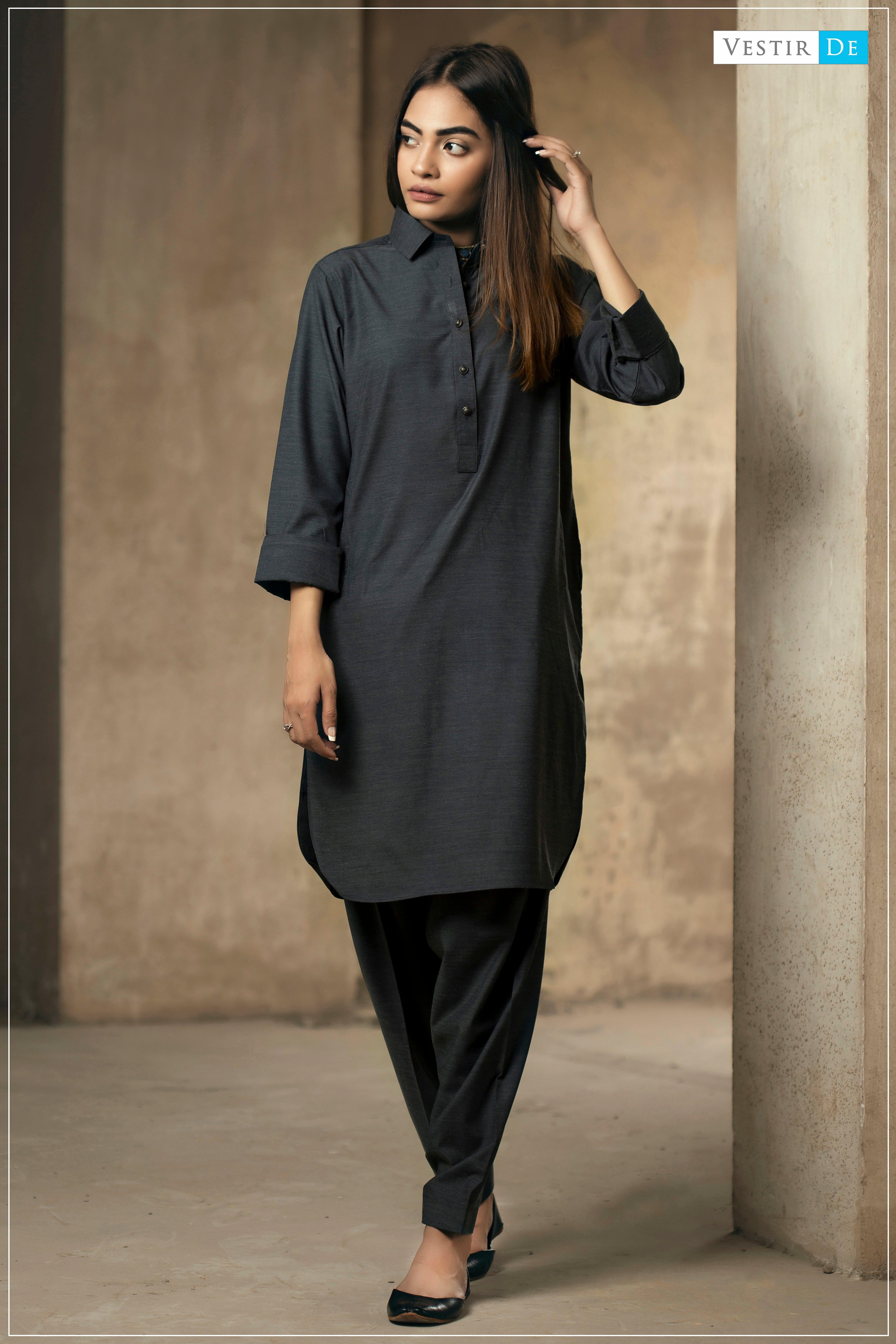 Malaysian Grey Shalwar Kameez - Vestir De