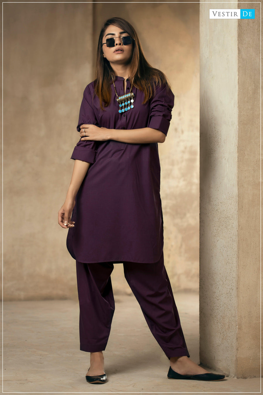 Purple Shalwar Kameez - Vestir De