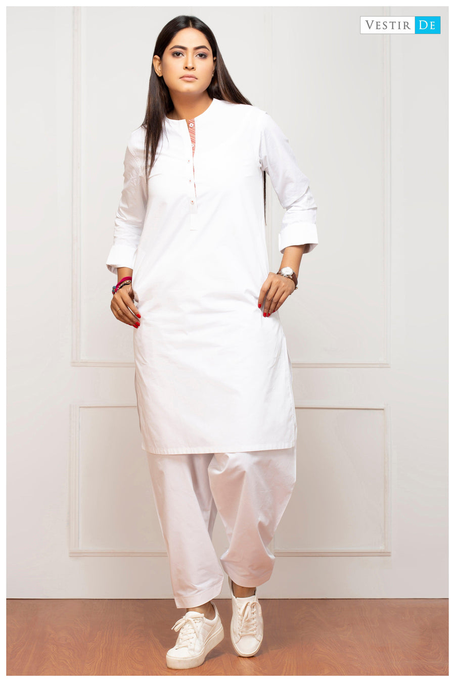 White magzi Cotton Shalwar Kameez - Vestir De