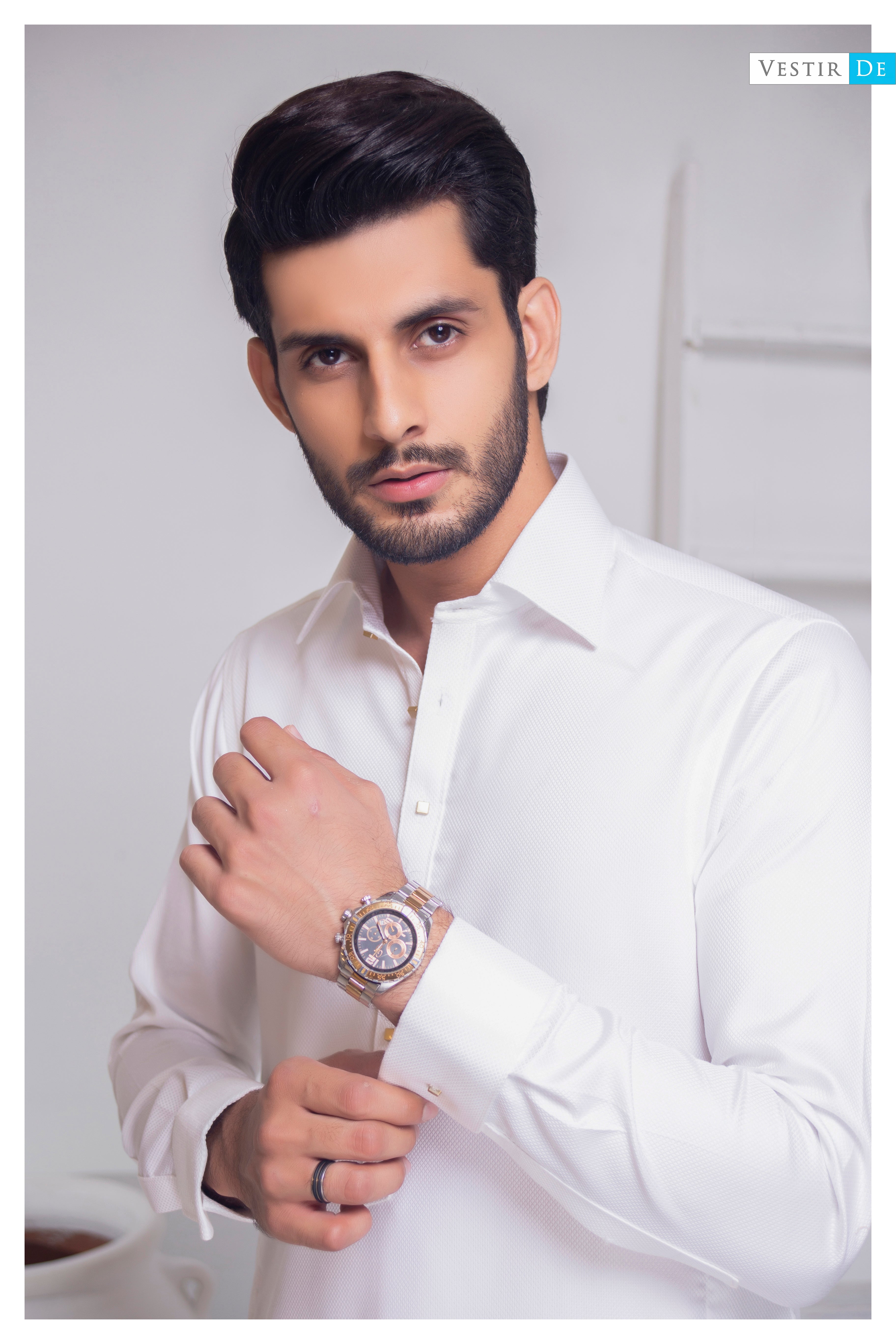 White Textured Kameez Shalwar
