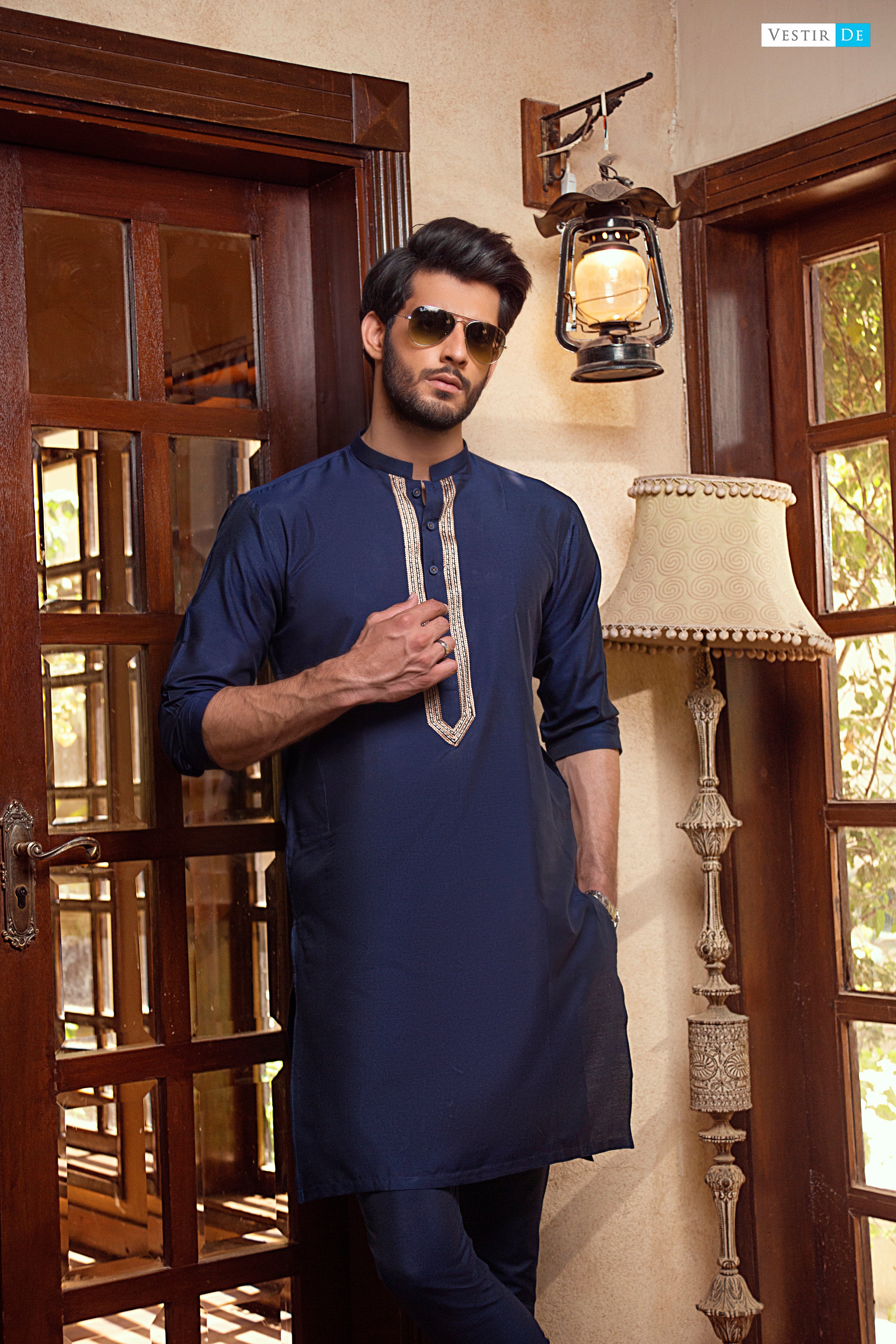 19 Blue Embroidery Kurta With Trouser