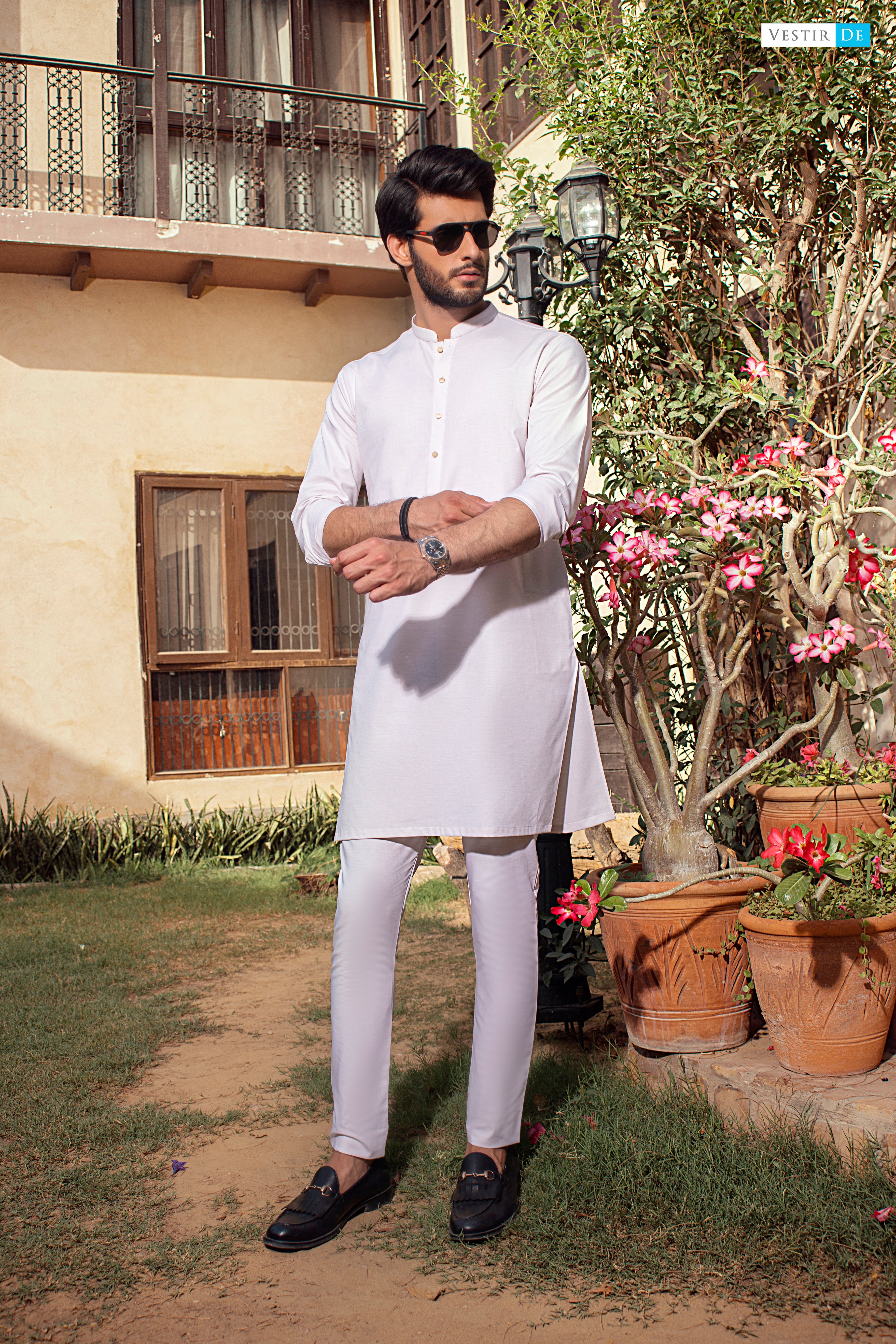 10 Almond Textured Egyptian Cotton Kurta With Trouser