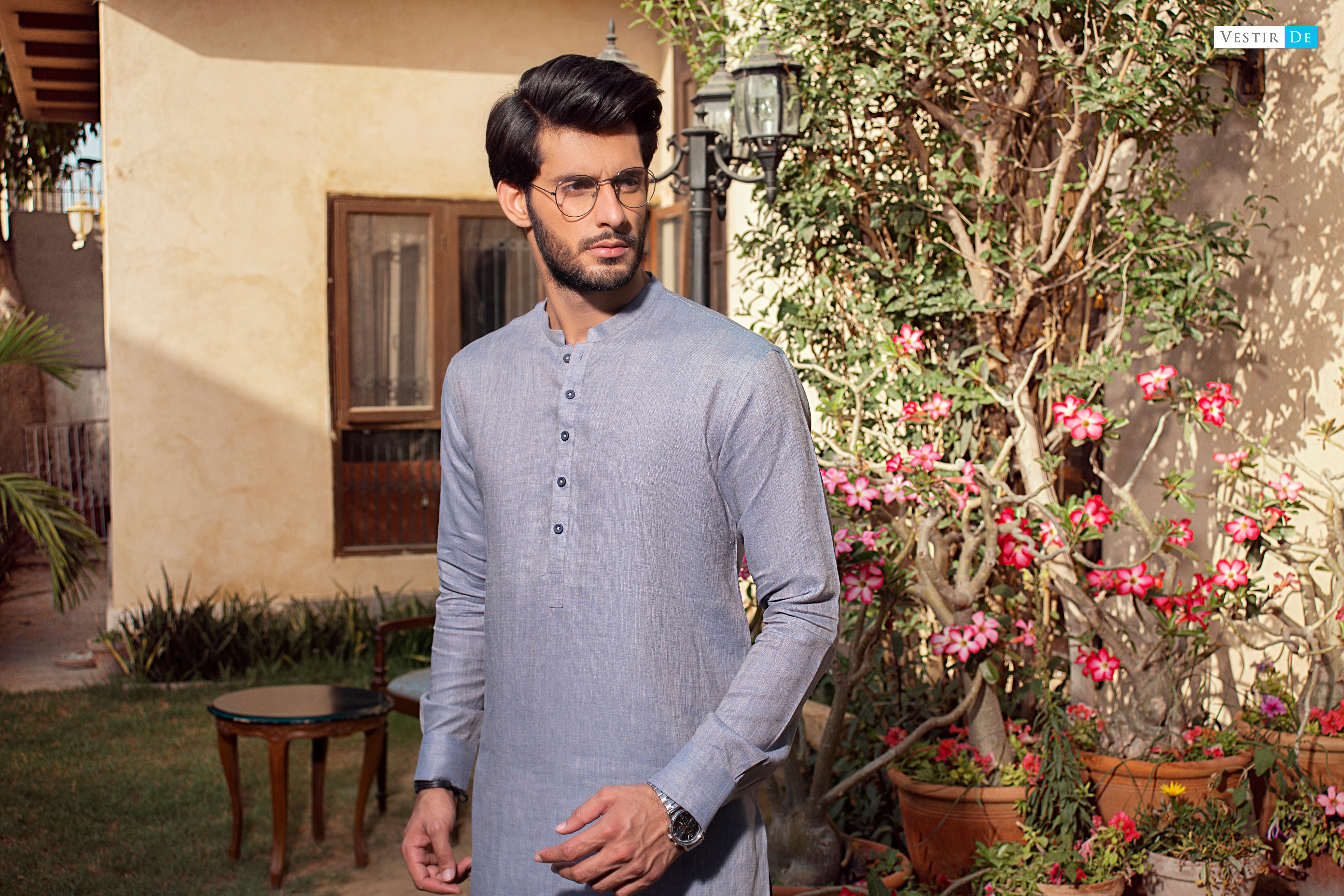 03 Greyish Irish Linen Cotton Kurta With Trouser