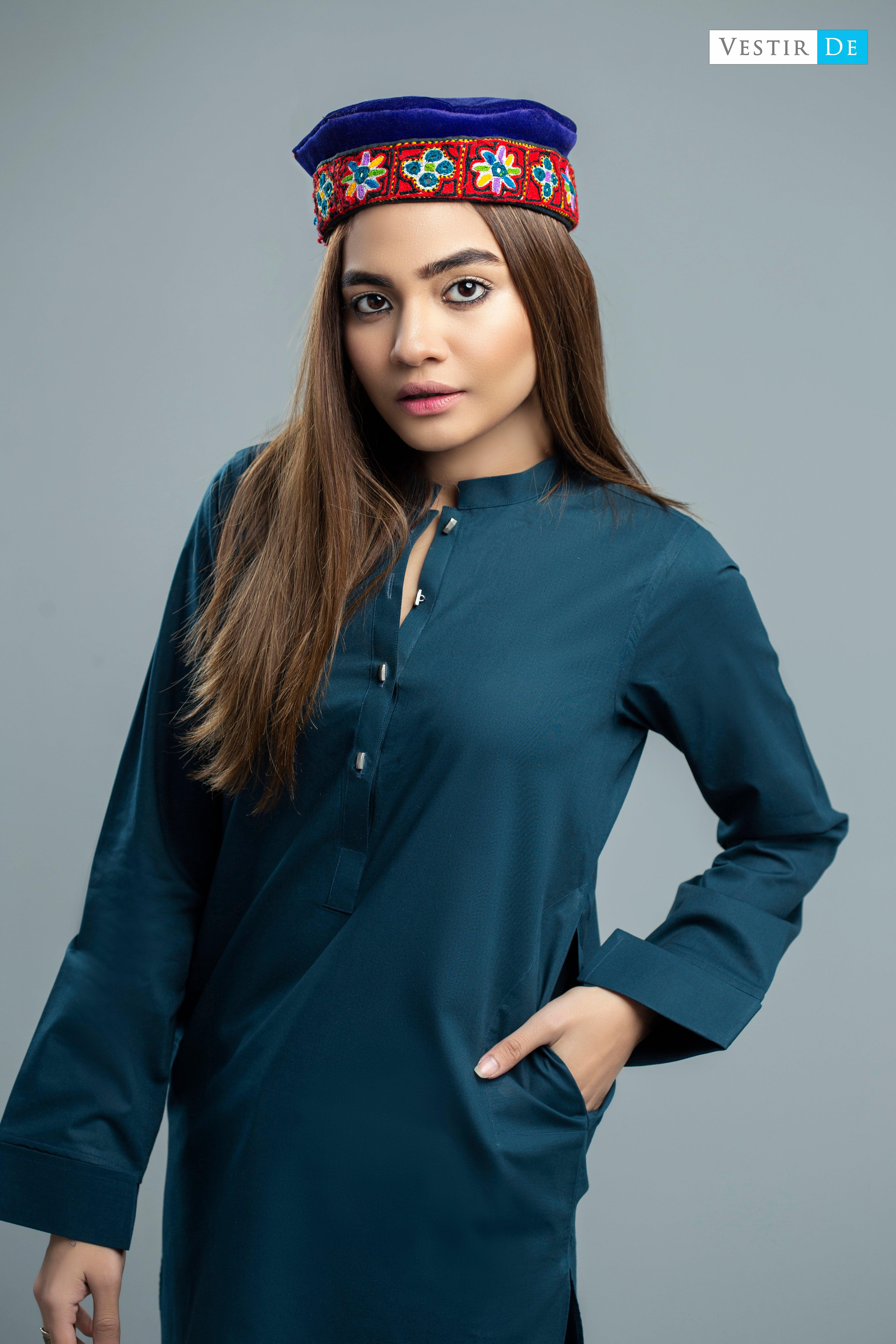 Teal Cotton Shalwar Kameez - Vestir De