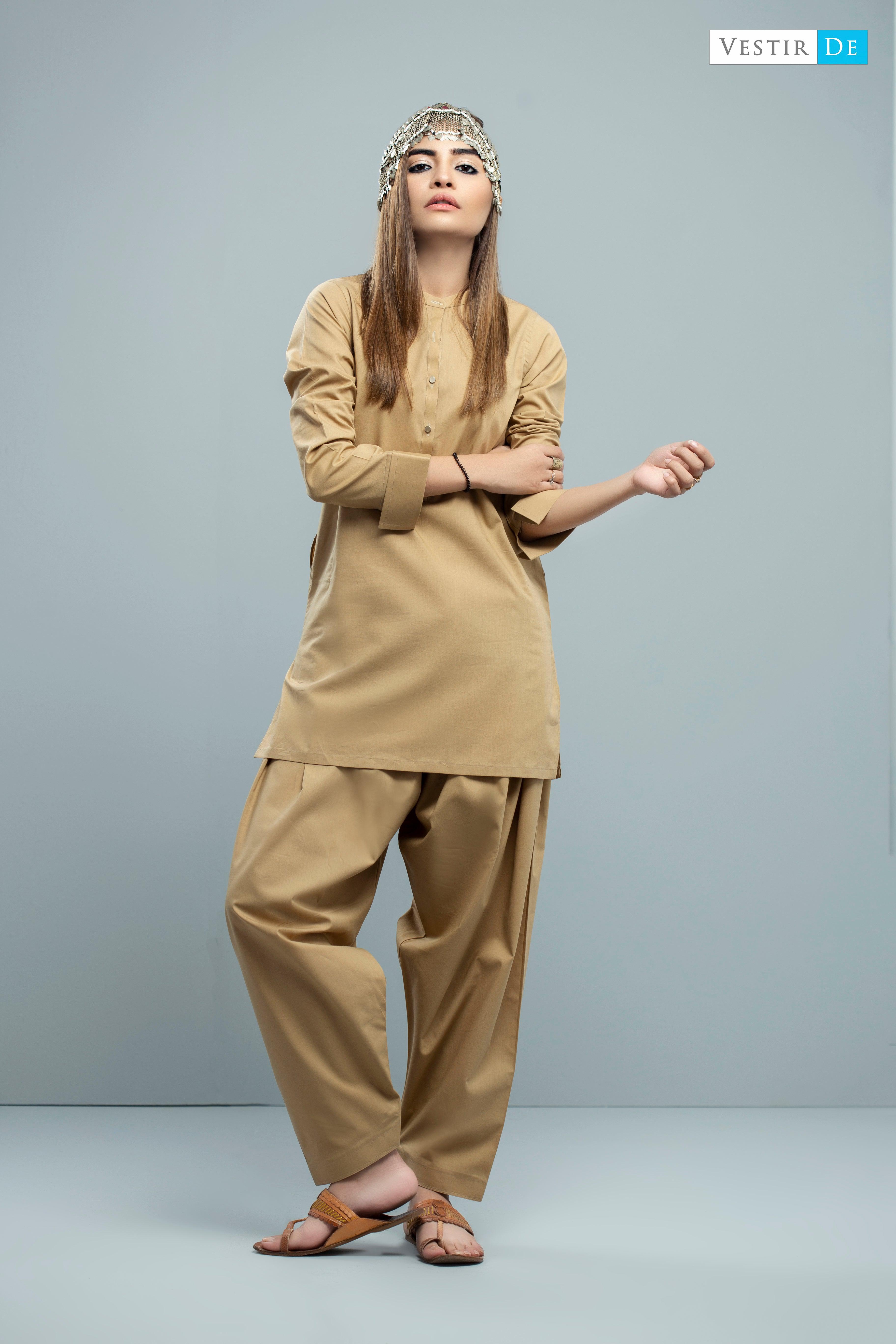 Light Beige Grey Shalwar Kameez Fabric Cut Piece – 5M
