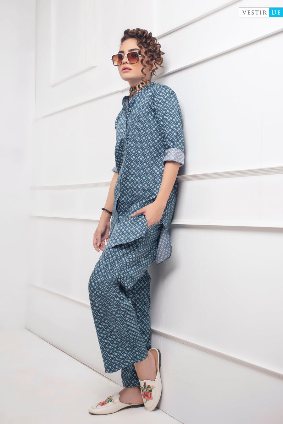 Amazon Green Printed Shirt With Trouser - Vestir De