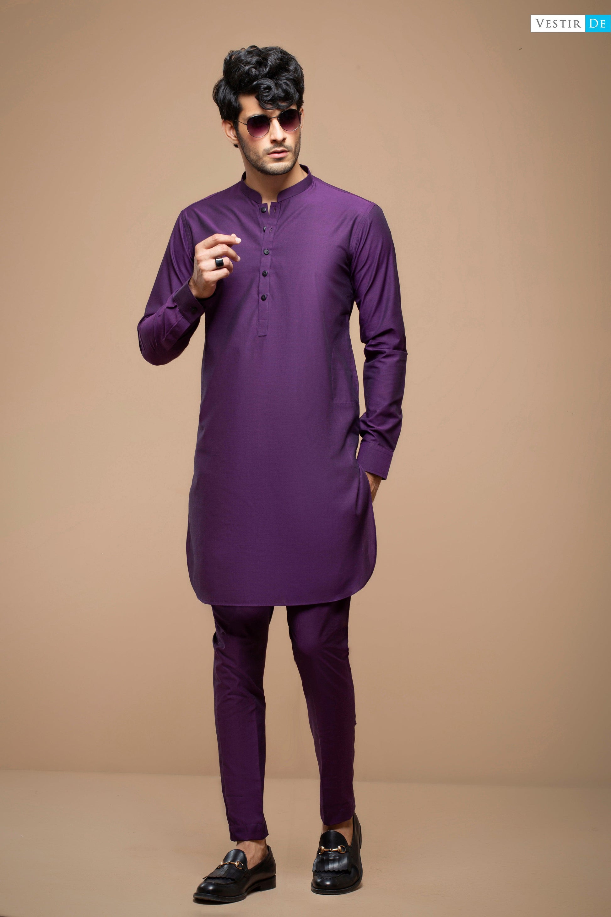 Purple Textured Cotton - Vestir De
