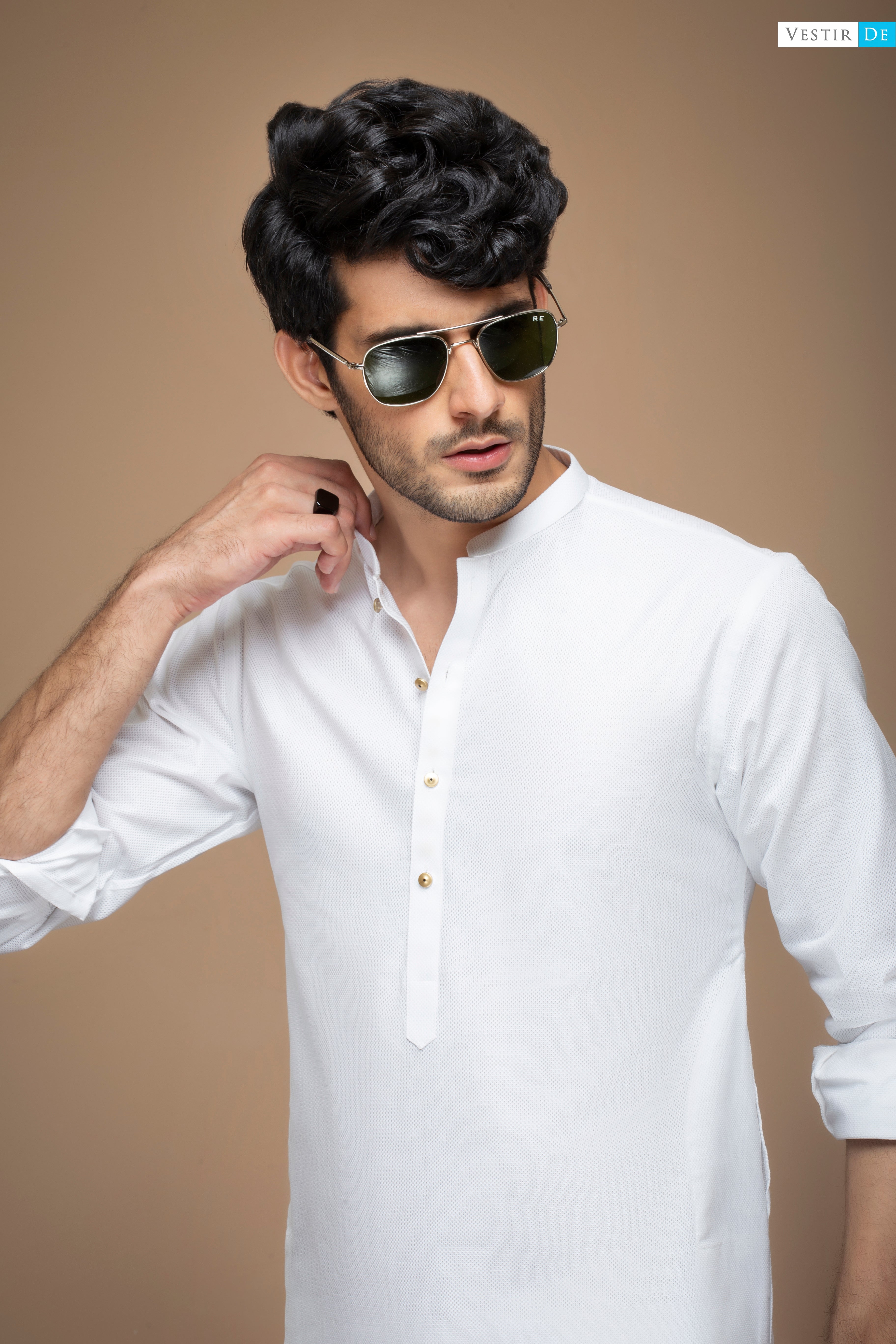White Textured Cotton - Vestir De