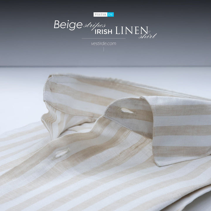 Men’s Beige Stripes Irish Linen Shirt online in pakistan