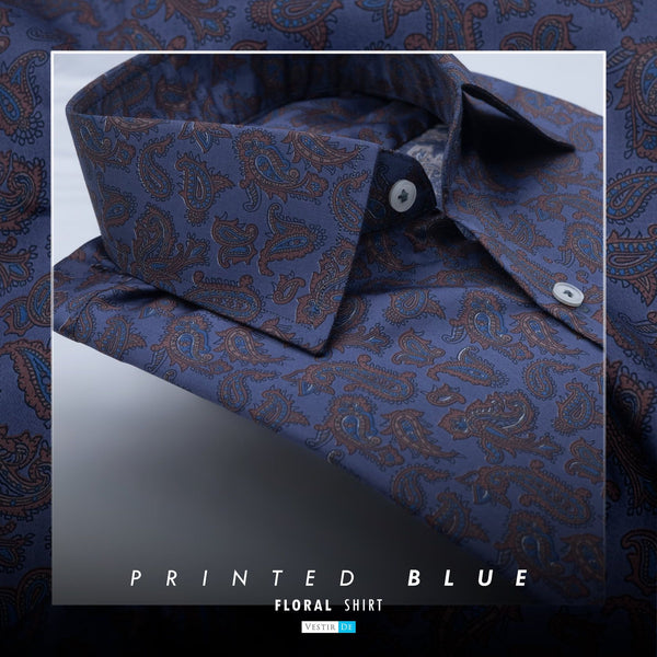 Men’s Printed Blue Floral Shirt at Best Price – VESTIR DE