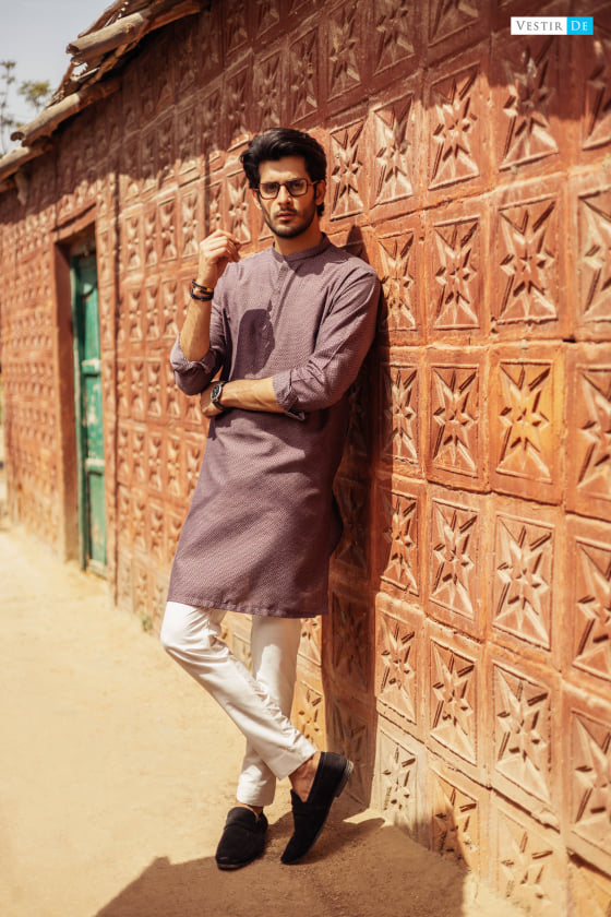 LEC22-13 Phalsa Jacquard Kurta With Trouser