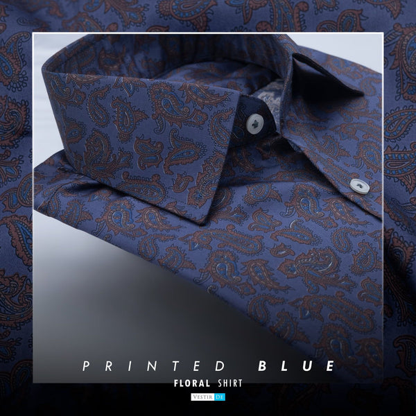 Printed Blue Floral Shirt