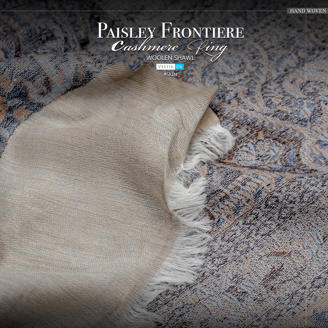 Paisley Frontiere Cashmere Ring Woolen Shawl Skin