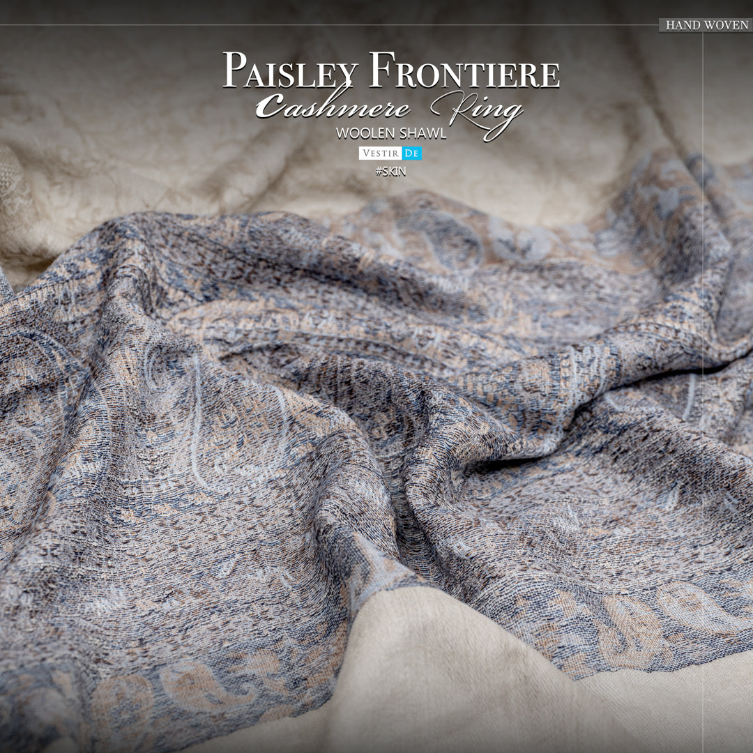 Paisley Frontiere Cashmere Ring Woolen Shawl Skin
