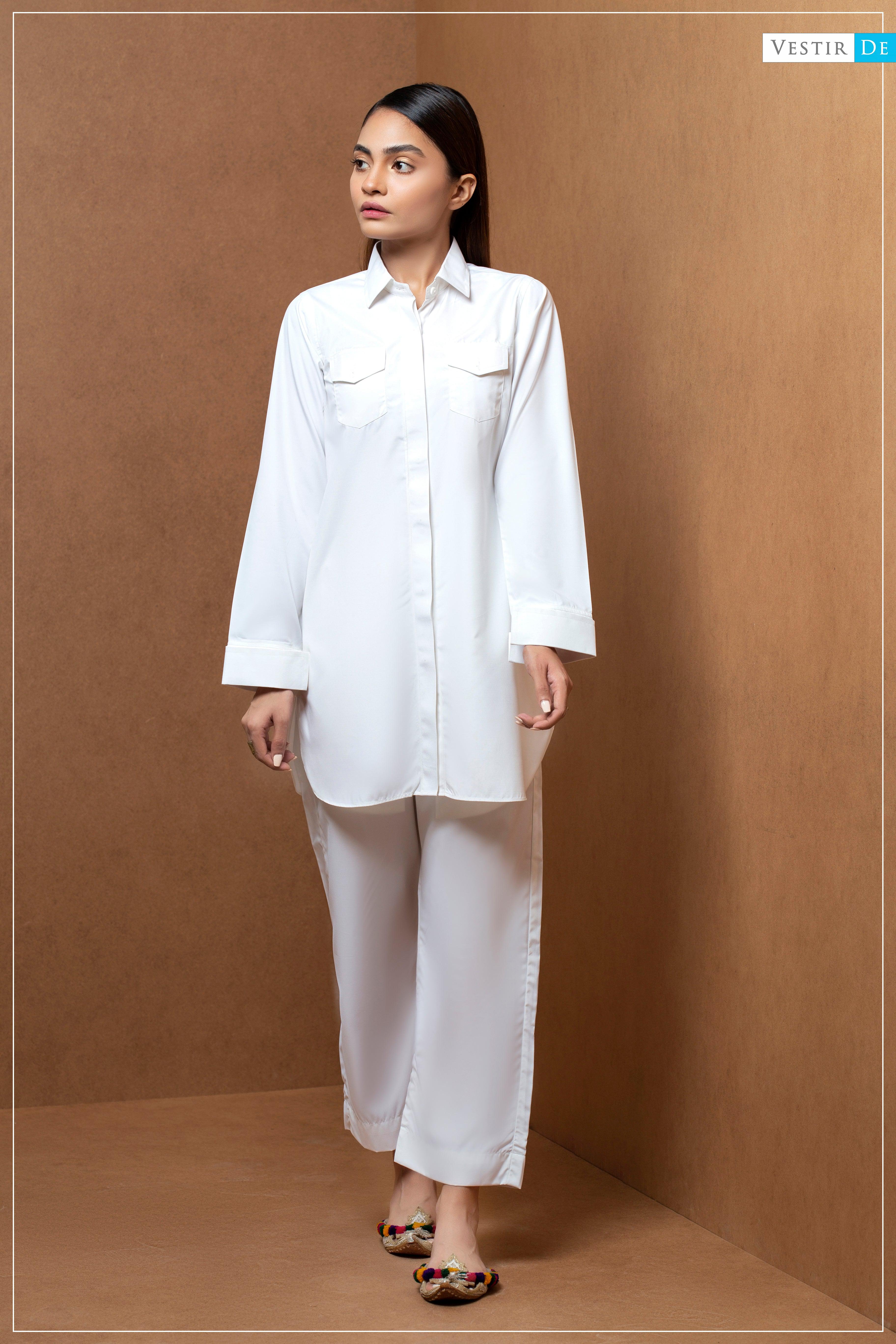 Creamy White Shirt Collor With Trouser - Vestir De