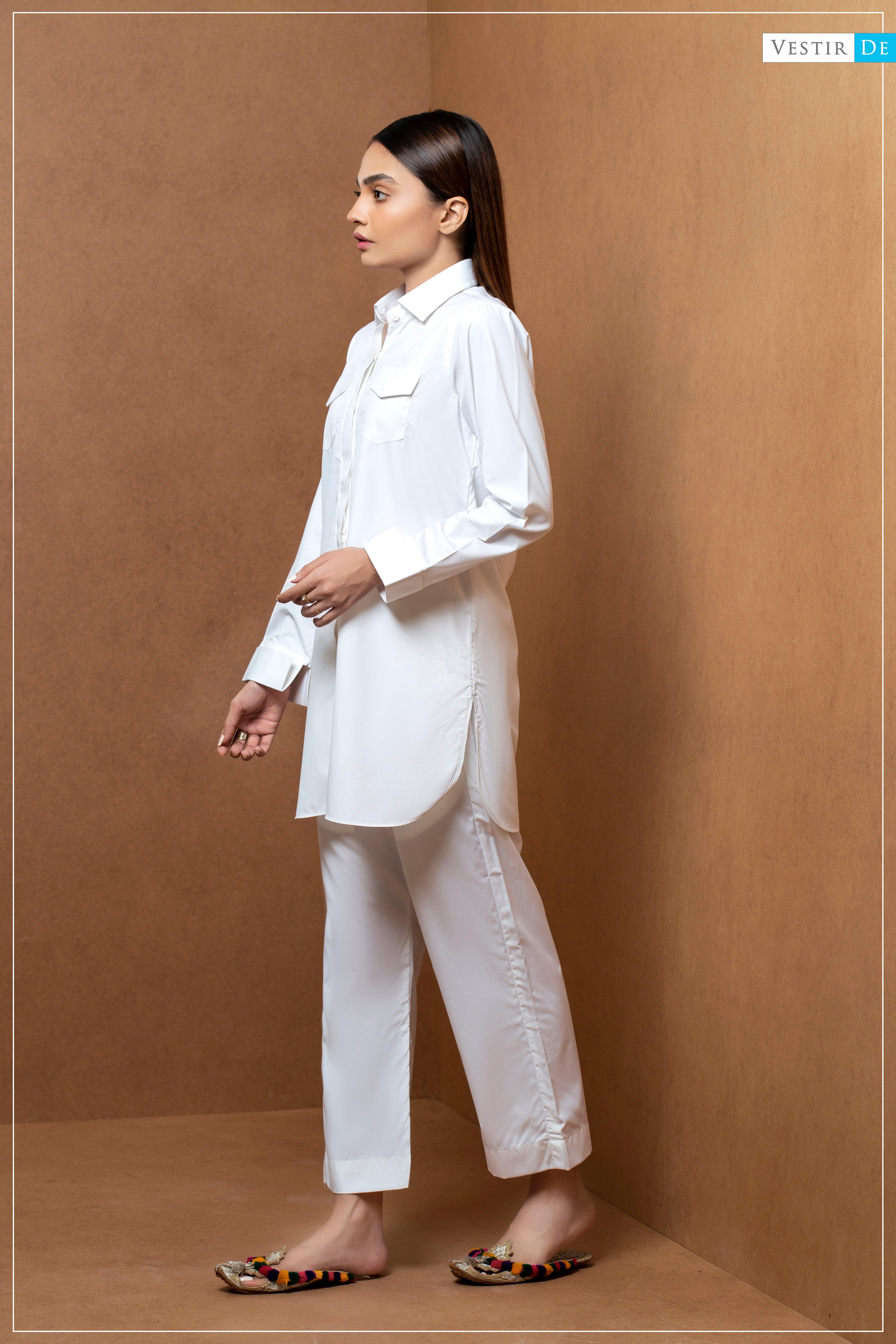 Creamy White Shirt Collor With Trouser - Vestir De