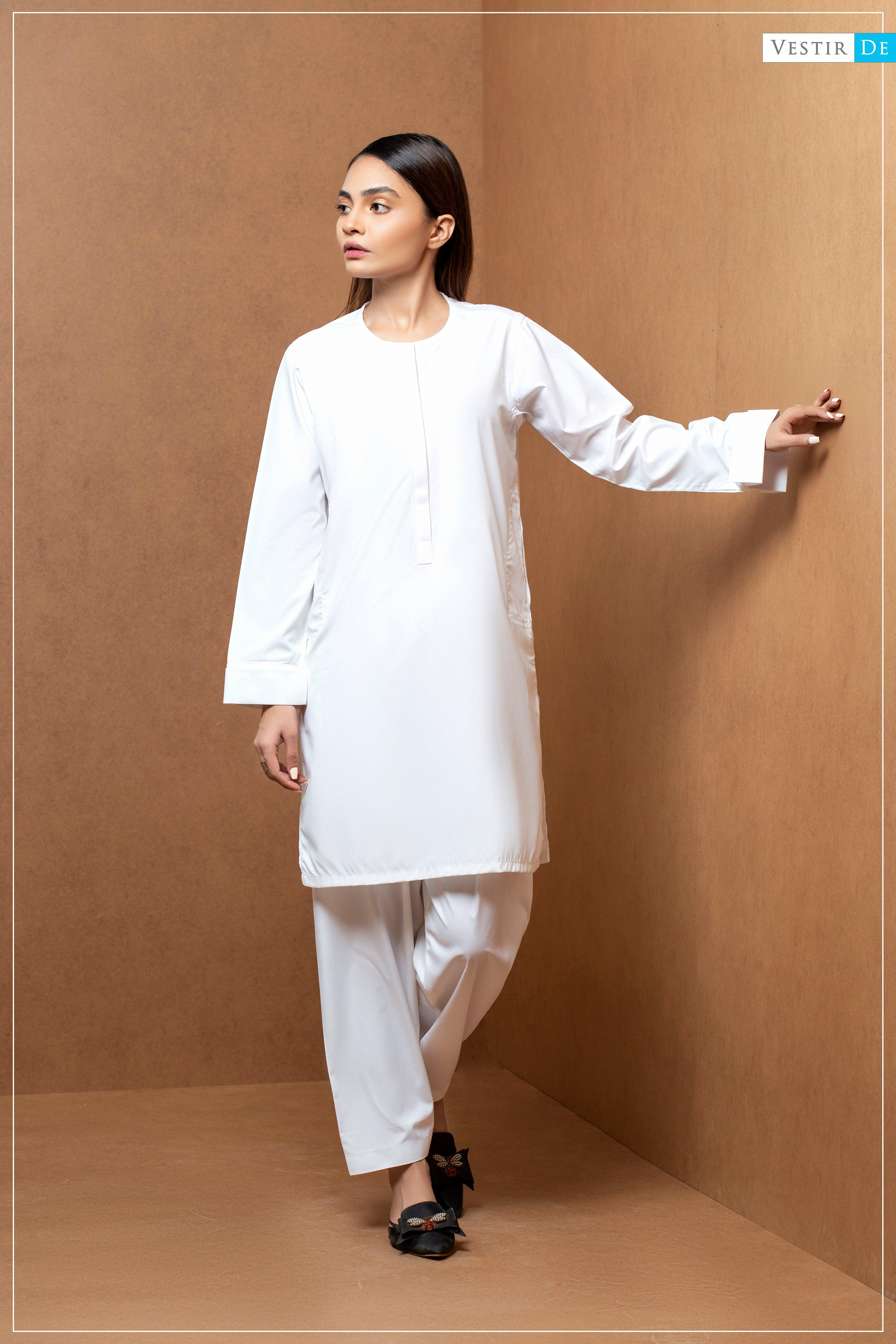 Creamy White Magzi Shalwar Kameez - Vestir De