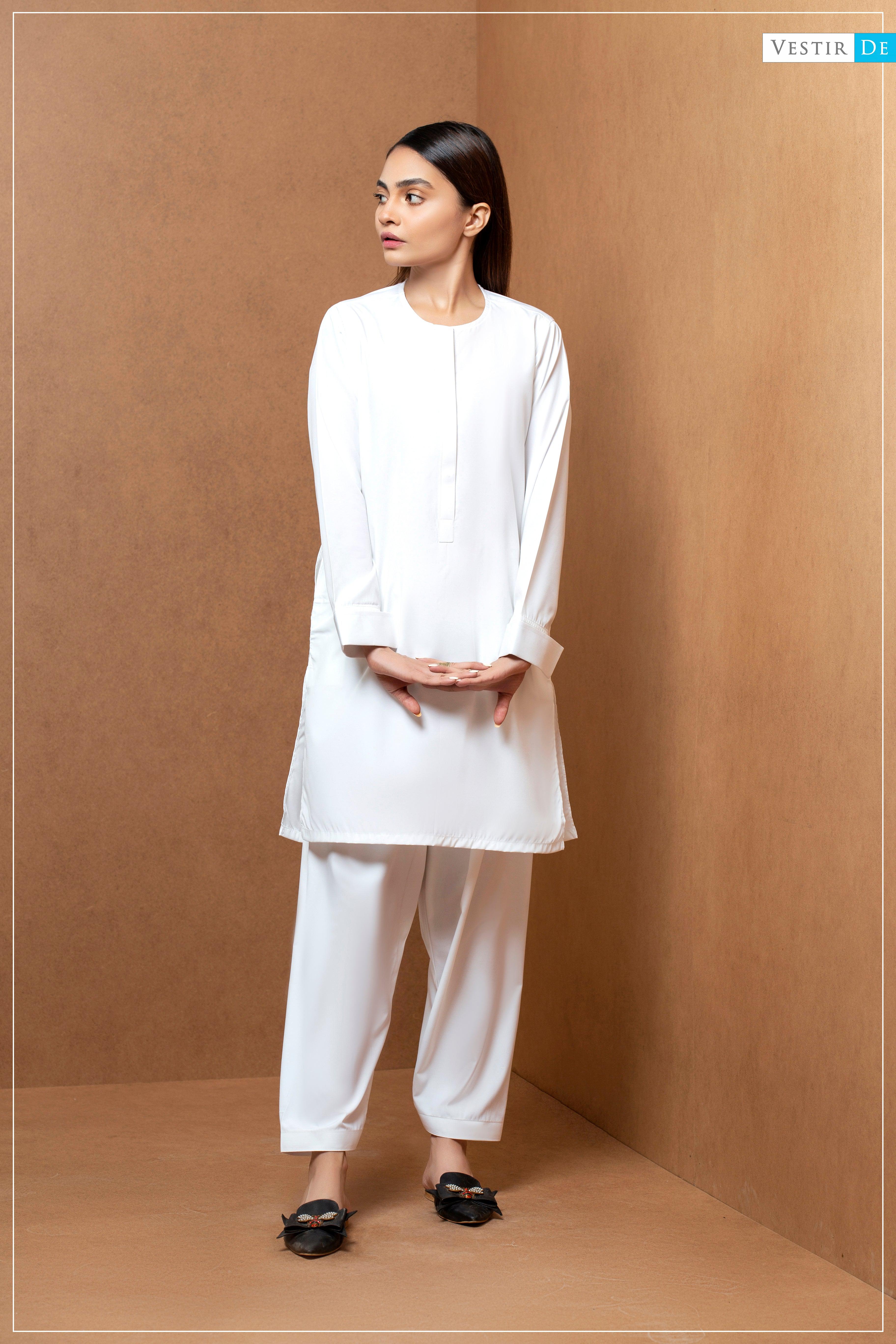 Creamy White Magzi Shalwar Kameez - Vestir De