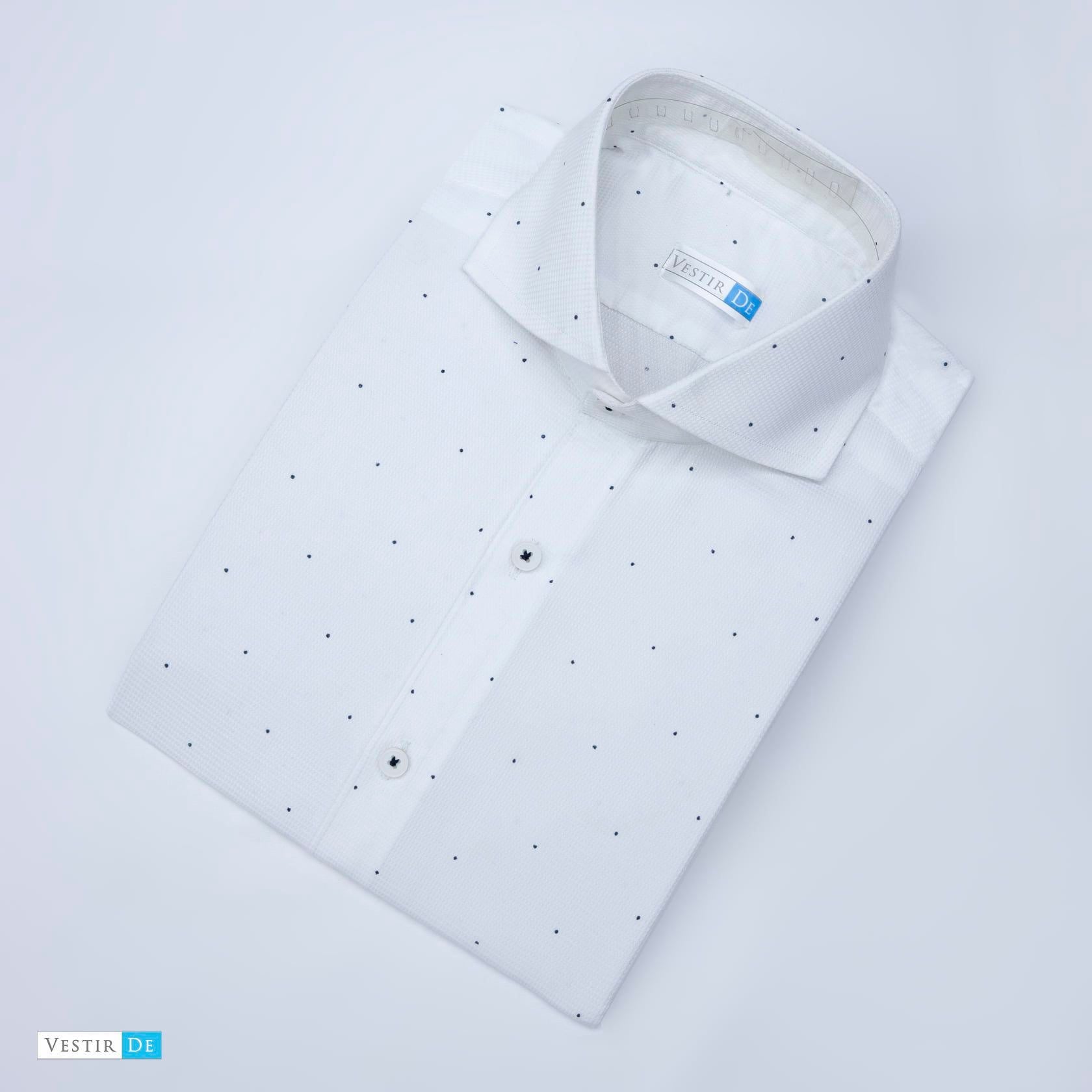 White Textured Polka Dot Shirt