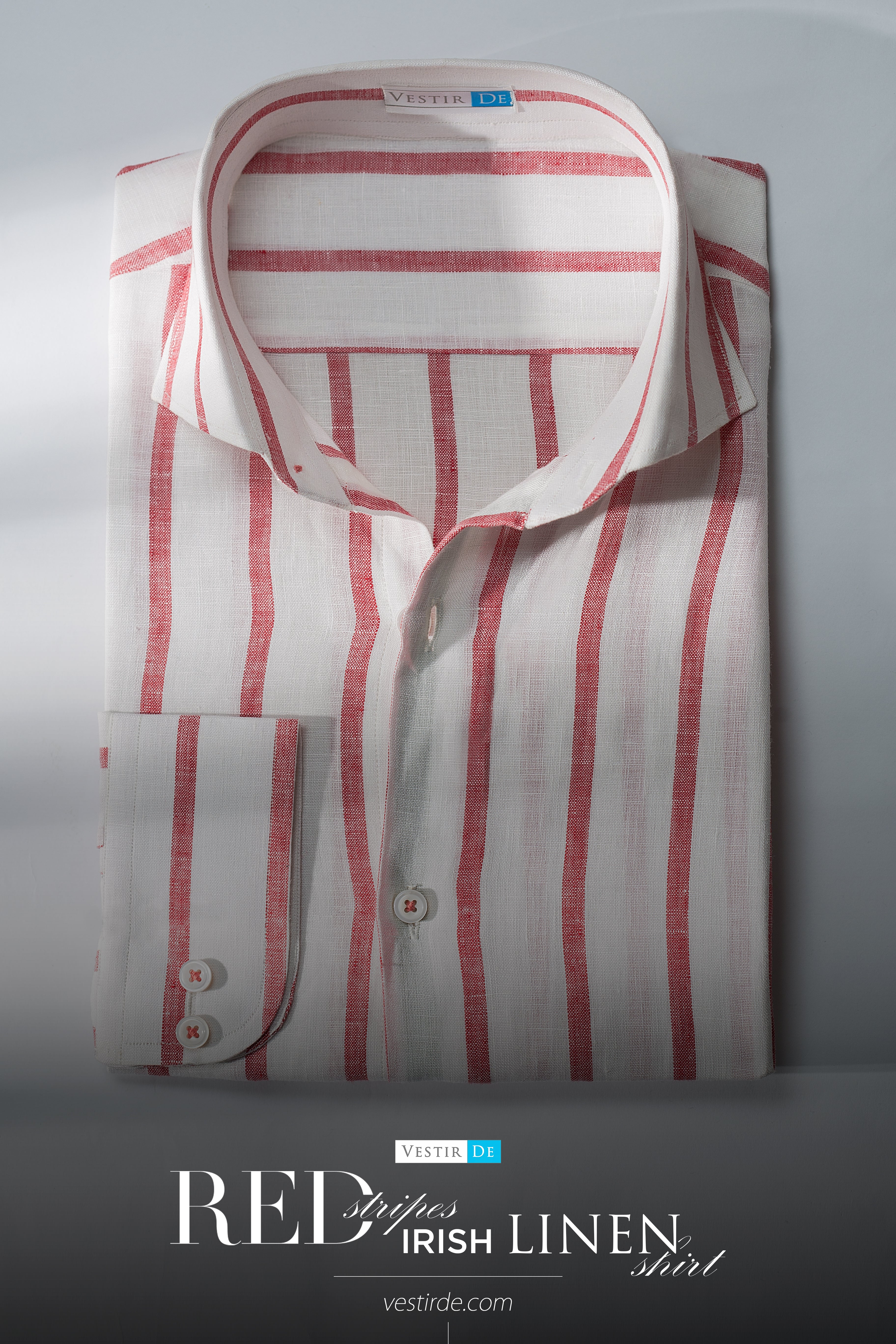 Red Stripes Irish Linen Shirt
