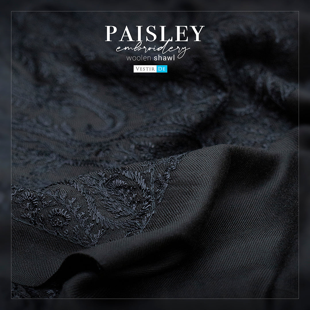 Paisley Embroidery Woolen Shawl