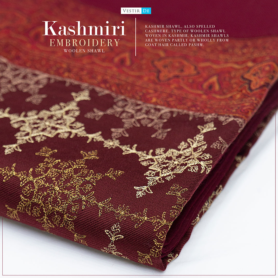 Kashmiri Embroidery Woolen Shawl