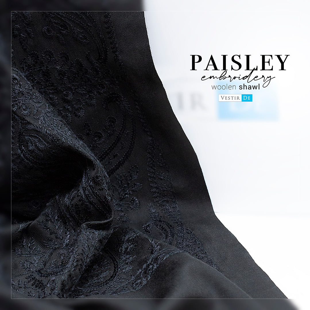 Paisley Embroidery Woolen Shawl