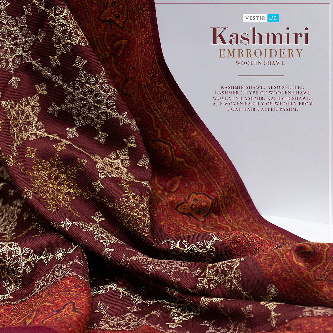 Kashmiri Embroidery Woolen Shawl