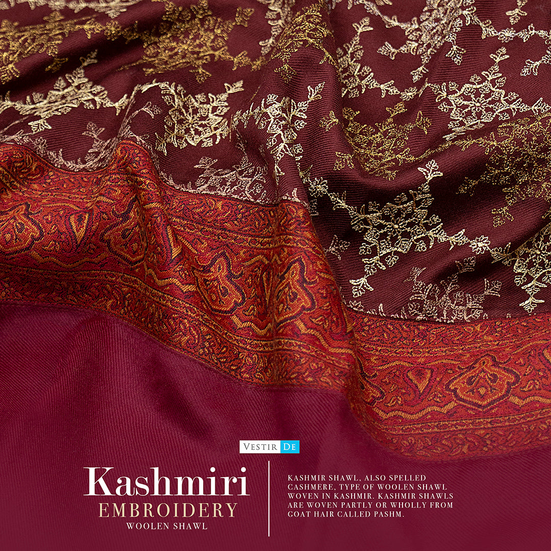 Kashmiri Embroidery Woolen Shawl