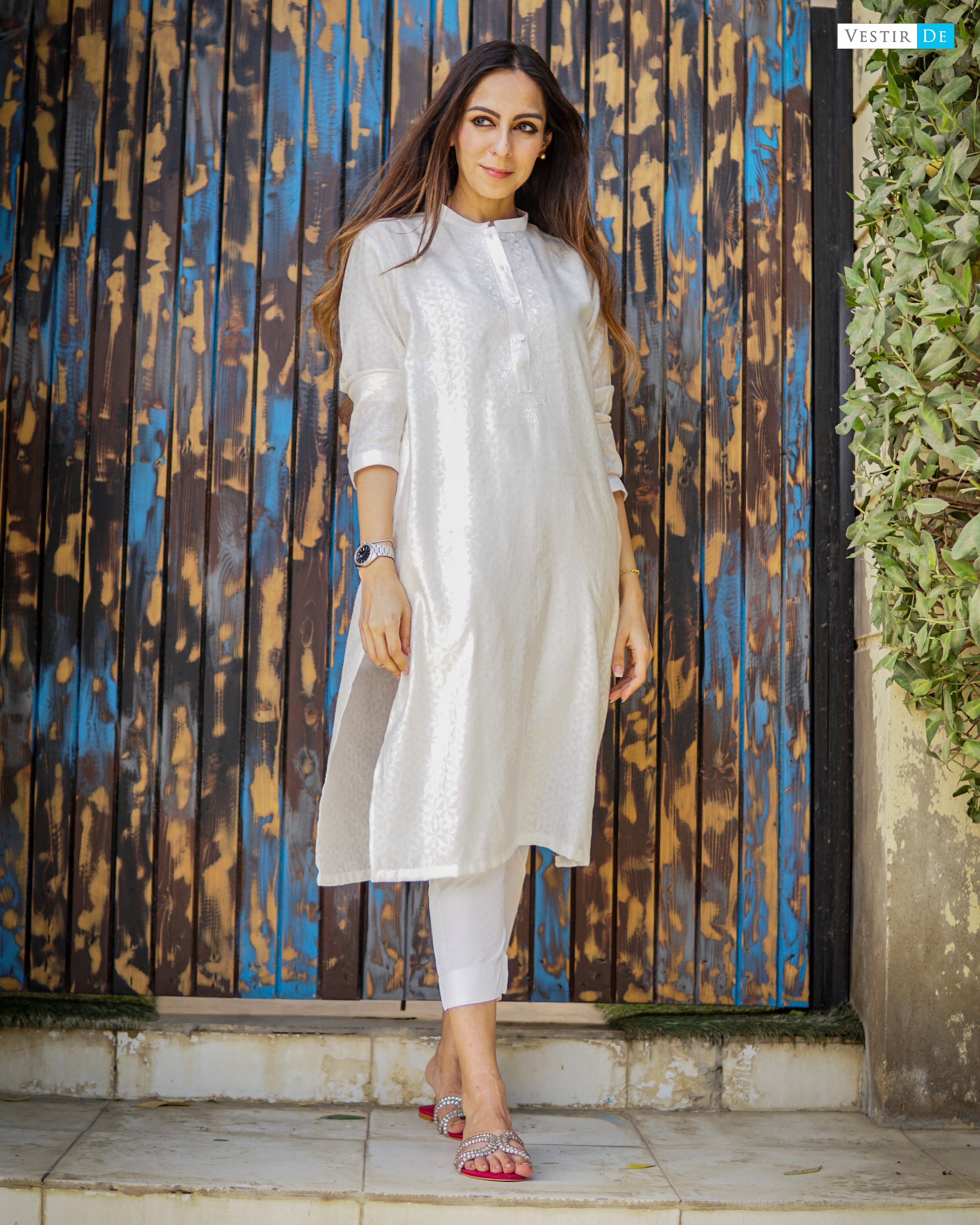 White Embriodery Kurta With Trouser